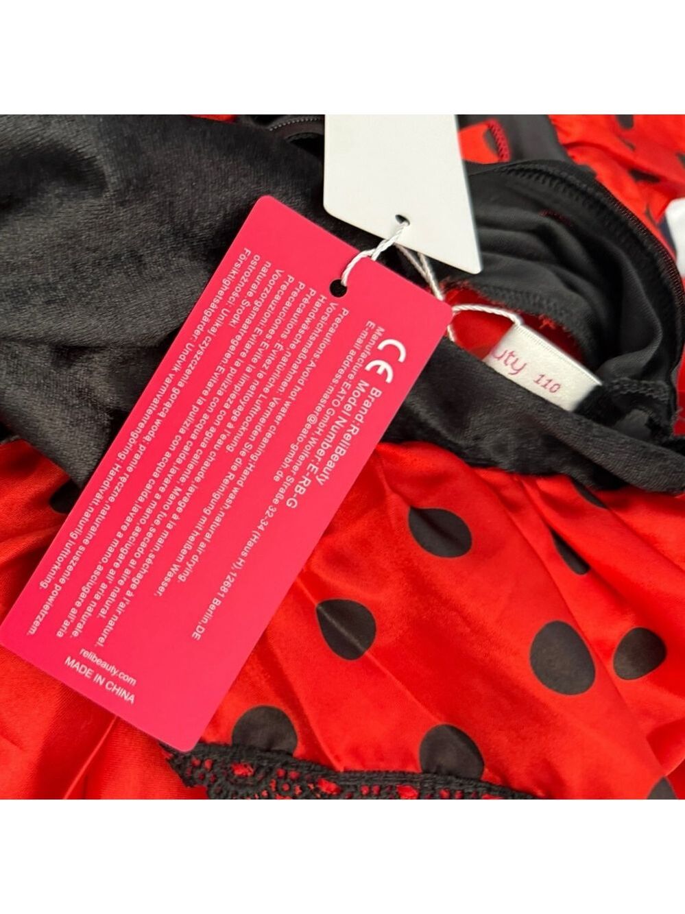 Relibeauty Ladybug Polka Dot Dress Girls Size 110 NWT US 4–5T Red Black Costume - Picture 4 of 6